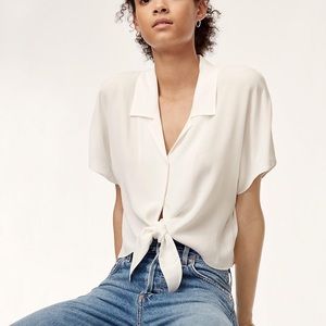 Aritzia- Wilfred Free- The Tie-Front Blouse White